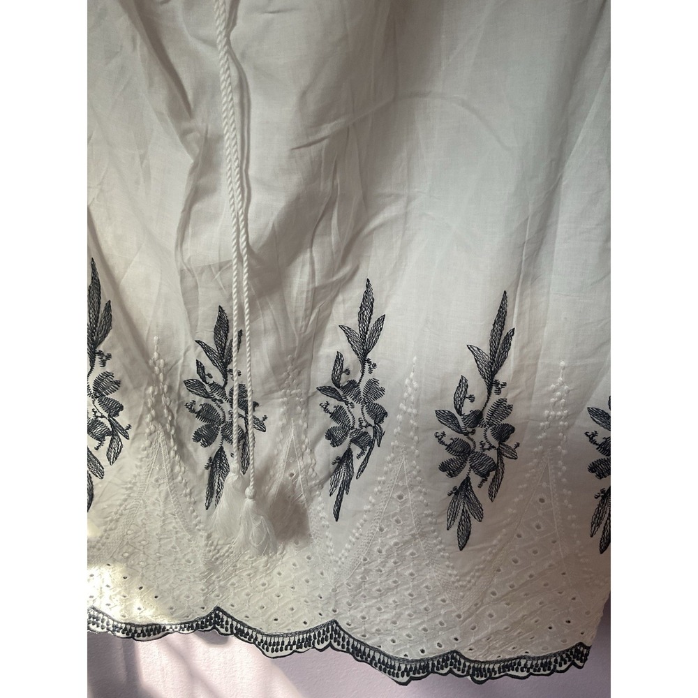 Kindred White Navy Eyelet Boho Embroidered Cotton Blouse Top Mini Dress 3X New - Picture 3 of 4
